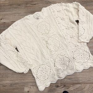 Vintage 90s Express Tricot Crochet Sweater XS Coastal Grandma Cottagecore Soft